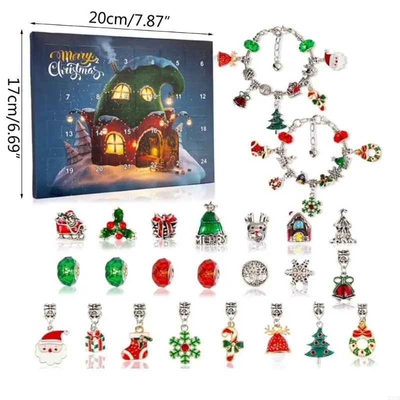 KX4B Christmas Advent Calendar Bracelets 2022 Girls Diy Bijoux Noël Bijoux Noël Calendrier Calendrier Calendrier Blindbox