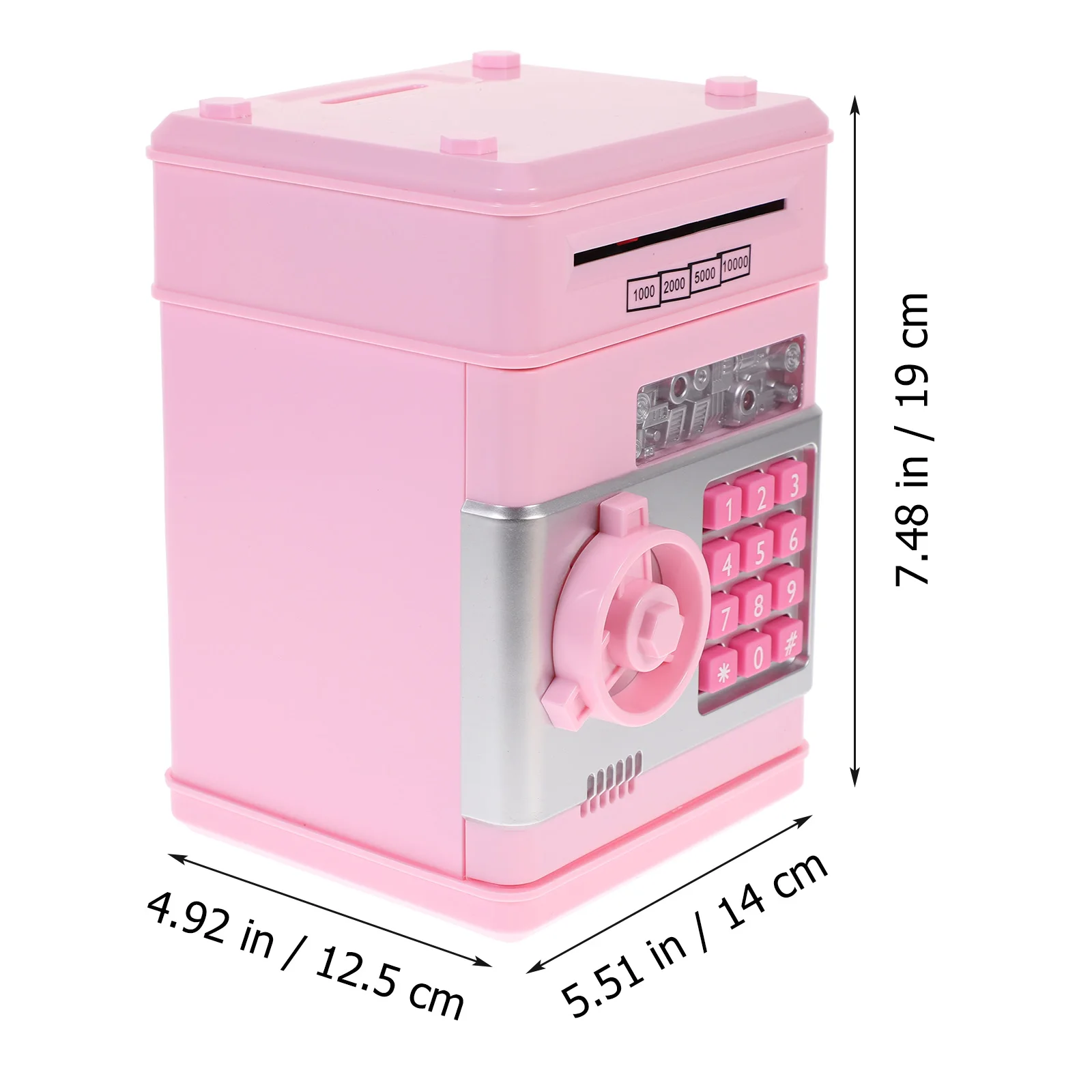 

Children'S Money Saving Bank Code Safe Box Automatic Paper Money Entrance Coin Deposit Home Use Gift Pink Button