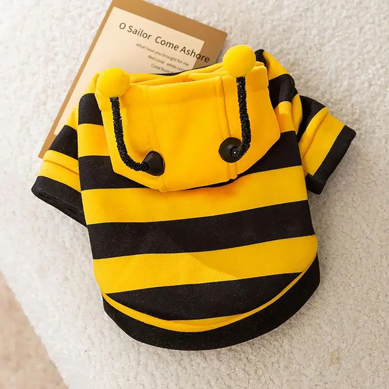 Cat Bee Costume soft Cat Holiday Cosplay Warm Clothes Pet Bee Halloween Hoodies Halloween pet supplies