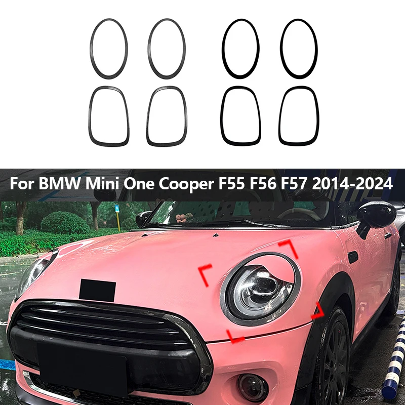 Car Front headlight bezels rear tail light frames For BMW Mini One Cooper F55 F56 F57 2014-2024 stickers for modification from