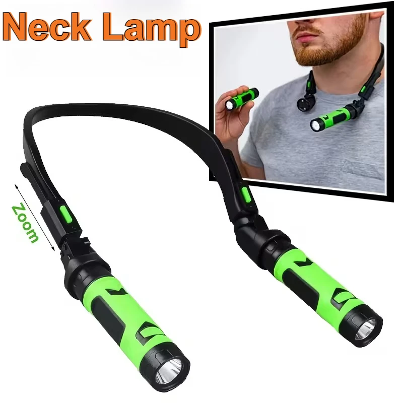 USB Rechargeable LED Neck Light Hands Free Flashlight with Magnetic Base, Dual Lamp Heads 2 Lighting Modes Portable Grill BBQ Lamp, Multi-Purpose Outdoor Camping Emergency Reading Bedside Lamp Camping Essential Accessories