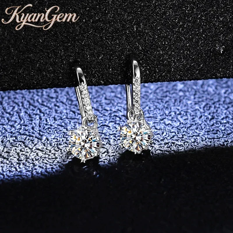 

Серьги KyanGem из золота 18 карат с инкрустацией бриллиантами в форме снежинки, платина PT950, бриллианты цвета D, муассанит, модные ювелирные серьги