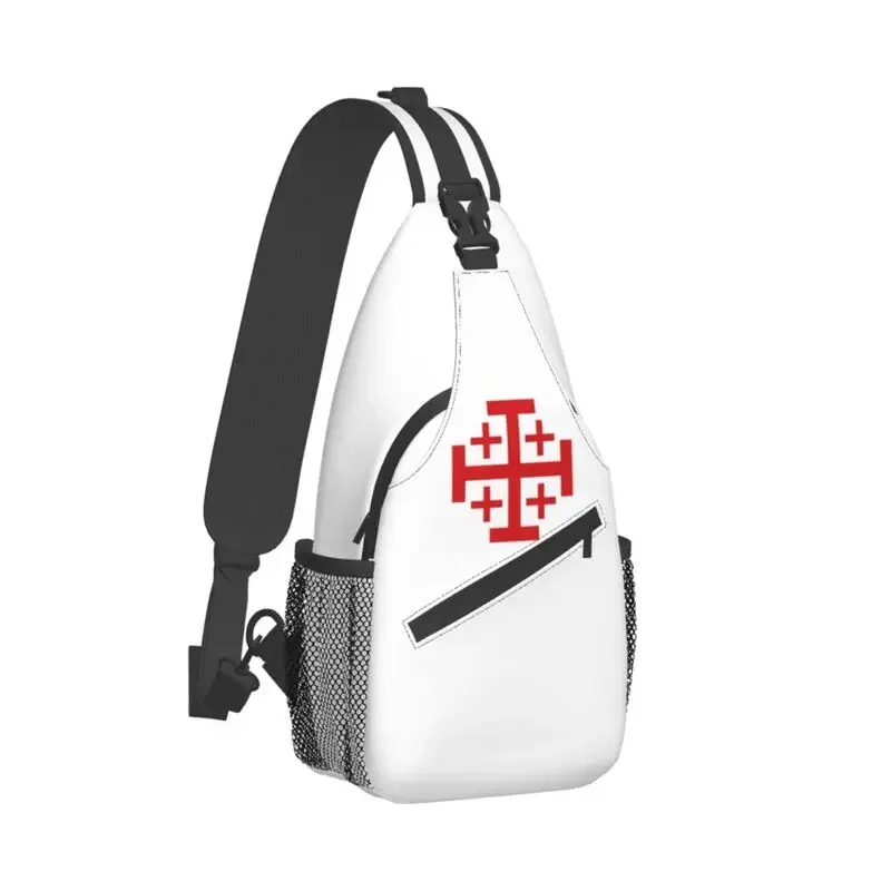 Casual Jerusalem Kingdom Cross Crossbody Sling Backpack Men Knights Templar Crusades Shoulder Chest Bag for Camping Biking