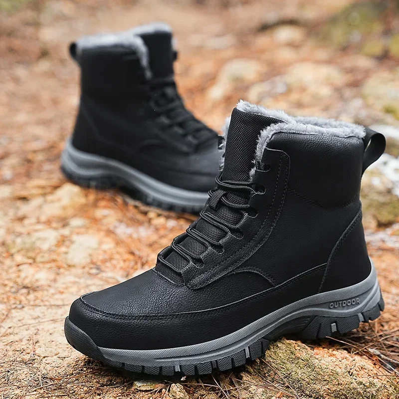 

New Men Hiking Shoes Winter Snow Boots For Waterproof Leather Sneakers Super Warm Men's Boots Outdoor Male Work Shoes Size 39-48