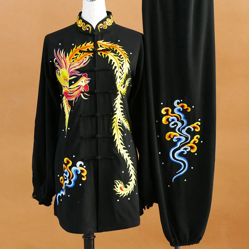 New Phoenix Embroidered Tai Chi Uniform Tai Chi Fitness Qigong Suit Team Performance Competition Costume Men Women Custom