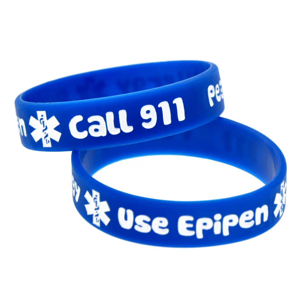 1PC/4PCS Small Size Silicone Peanut Allergy Alert Wristband Medical Rubber Bangle for Safety