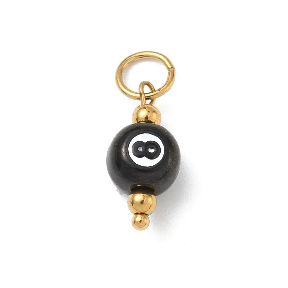 

5Pc No. 8 Billiard Ball Enamel Charm 304 Stainless Steel Lucky Black No.8 Pendant for DIY Fashion Creative Keychain Jewelry Gift