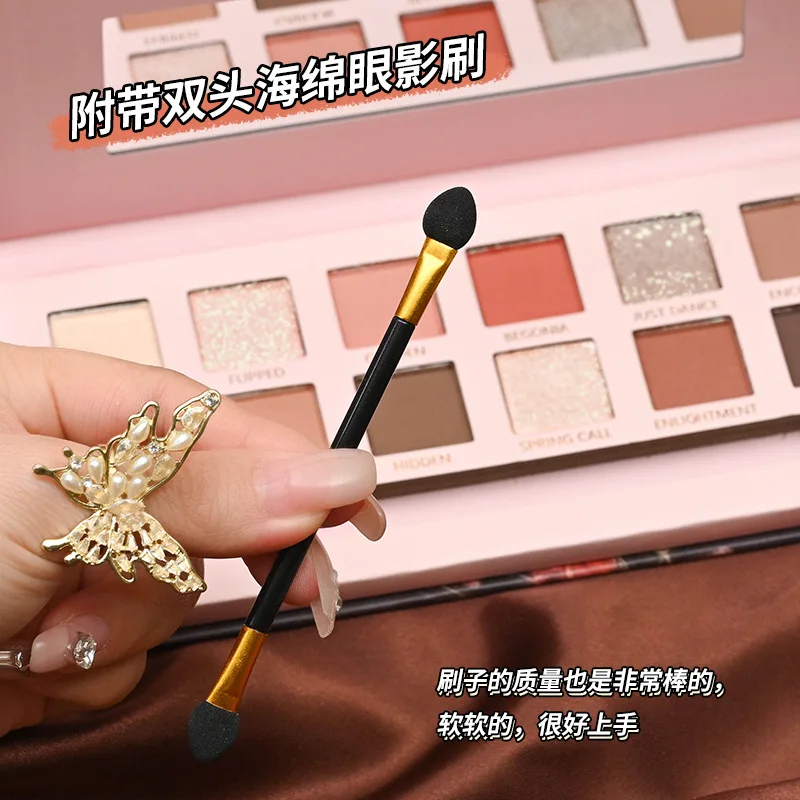 12 لون مجموعات ماكياج الدانتيل خمر الملاك بريق عينيه بيرليسسينت ماتي لوحة مع مرآة عدة تسليط الضوء على أحمر الخدود يشكلون النساء