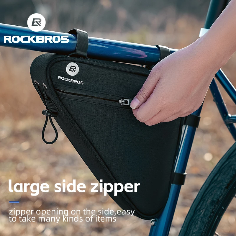 ROCKBROS Bicycle Triangle Frame Bag Reflective Large Capacity Cycling Frame Bag Multiple Fixation MTB Road Bike Bag Accessories