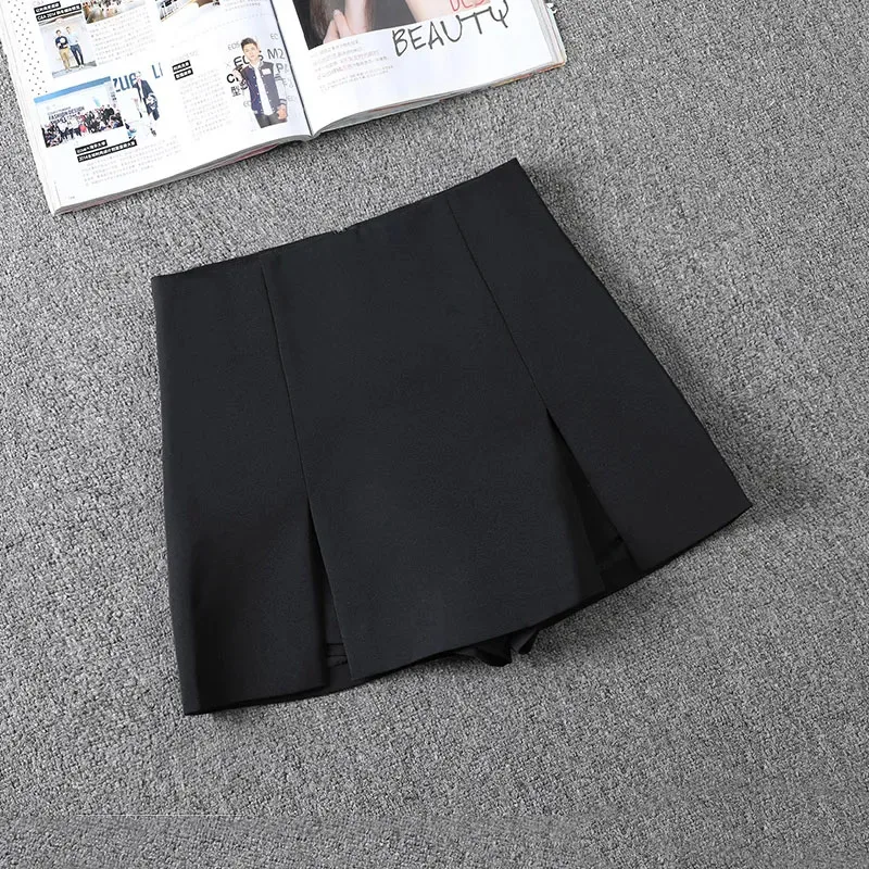 Sexy Split Mini Rok Vrouwen Koreaanse Hoge Taille Streetwear Casual Zwarte Korte Rokjes Mode Kantoor Lady All-Match A Line Rokken