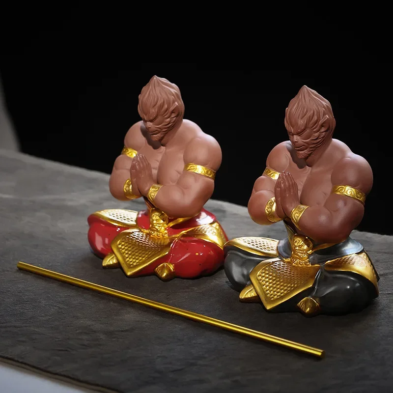 Ceramic Sun Wukong Character Statue Modern Art Sculpture Home Living Room Loft Crafts Gift Battle God Monkey Statue