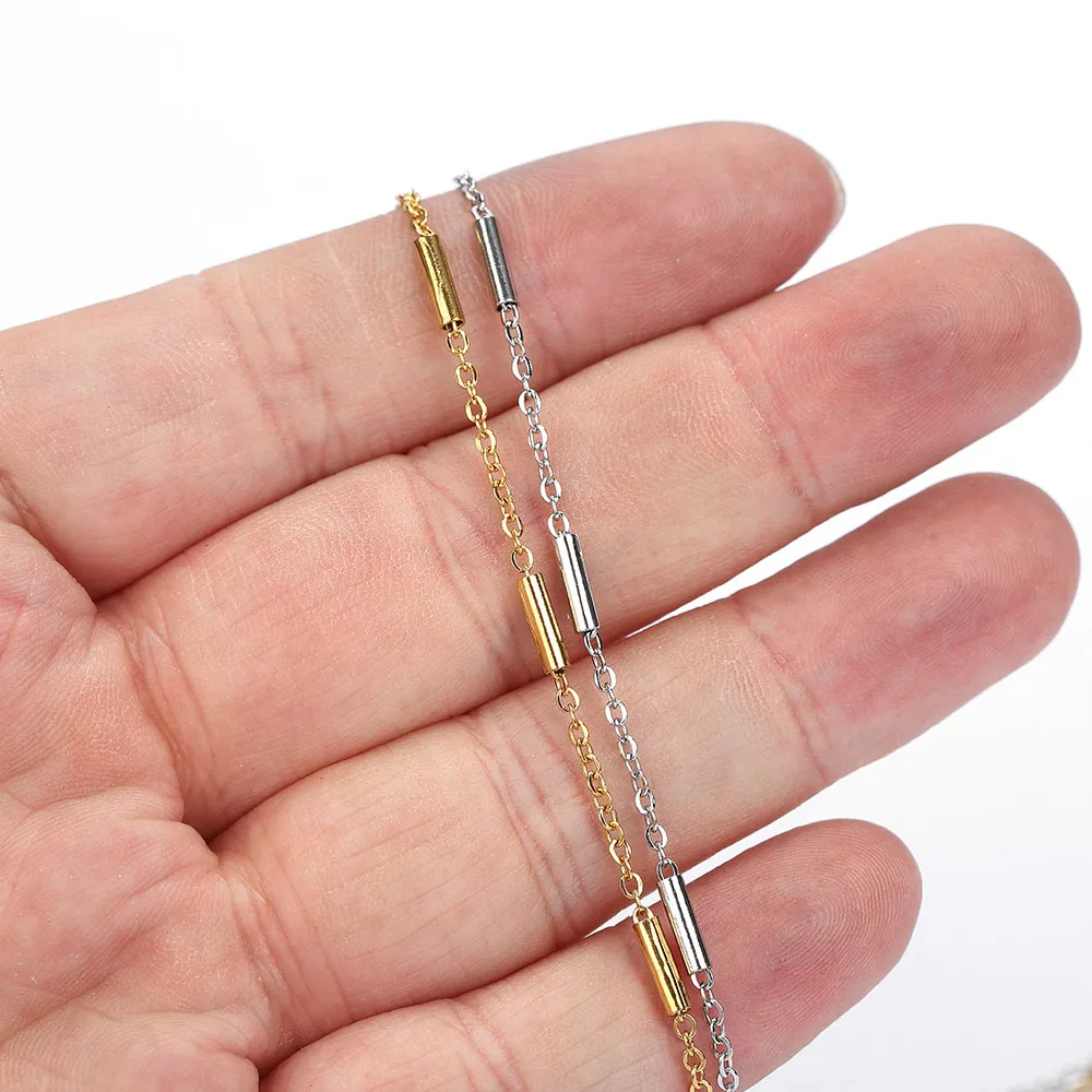 2meters Stainless Steel Necklace Chain Tube Gold Chain Accessories for Bracelets Jewelry Making Components Handmade DIY image 5