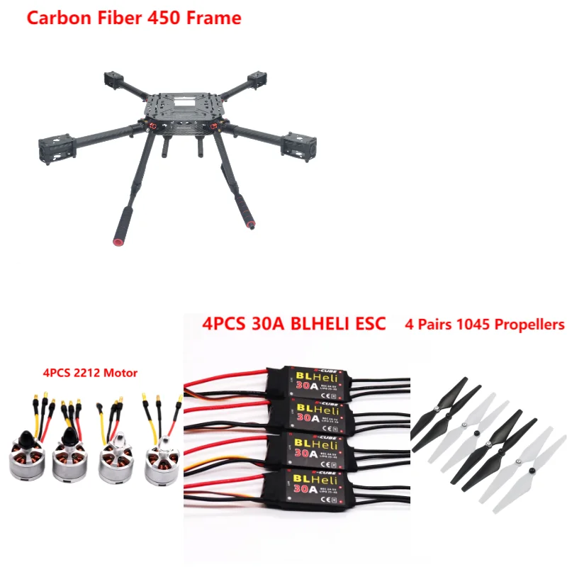 

RCtosky Carbon Fiber 450 Frame Kit For APM PIXHAWK 4 Axis RC Multicopter Quadcopter Heli Multi-Rotor With Landing Gear