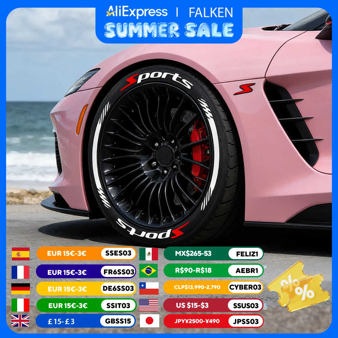 

SPORTS Letters Car 3D Thicken Tire Wheel Sticker Cool Trend Auto Styling Water proof PVC Decals Accessories For Universal Tire
