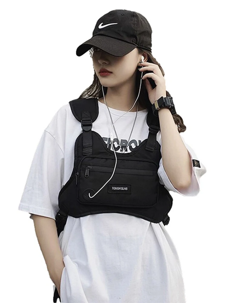 AliExpress NONE 〔E〕Waterproof Outdoor Functional Vest Fashion Tactical Tooling Chest Bag Hip-hop Handsome Waistcoat Outerwear Portable Chest Bag