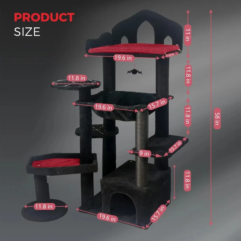 Black Spider Cat Scratching TreeCustom Cat Coffin Bed Pet Furniture with Unique Style