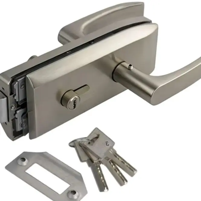 

Glass Door Handle Lock Zinc Alloy Single Flat Notched Latch For Office Home Sliding Closet Door Hardware