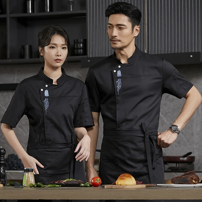 Hotel restaurante cozinha trabalho uniforme manga curta chef jaqueta padaria pastelaria chef verão branco casaco de cozinha