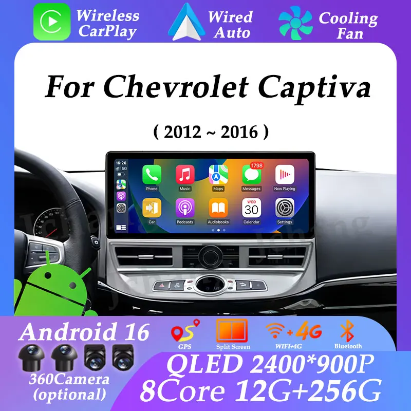 

Audio Carplay Auto 12.3 inch Android 16 for Chevrolet Captiva 2012 - 2016 Multimedia Player Split Screen GPS Navi Head Unit DSP