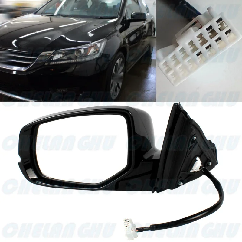 For Honda Accord 2013 2014 2015 2016 US Version Left Side 6 Pins Black Painted Heated Power Adjust Turn Lamp Mirror Assembly