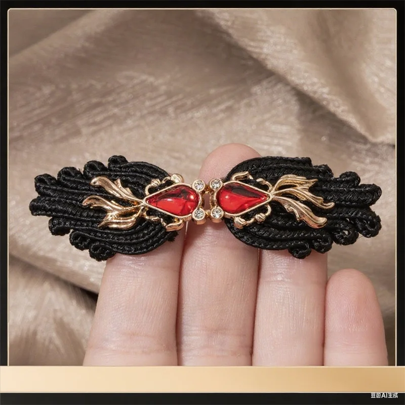 5pcs Traditional Chinese Knot Buttons Goldfish Metal Clasps for Qipao Hanfu Wedding Dress Vintage Costume