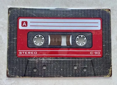 كاسيت-لافتة معدنية ستريو ، غرفة نوم سيجار للرجال طراز 1980 ، 20 × 30 ،