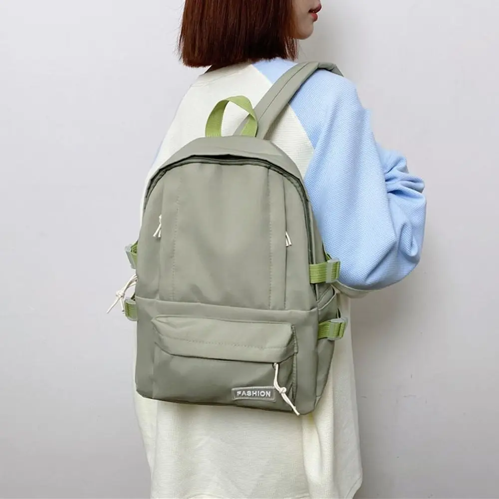

Fashion Solid Color School Bag Multi Pockets Lightweight Solid Color Backpack Sweet Style Casual Design Student Backpack Student