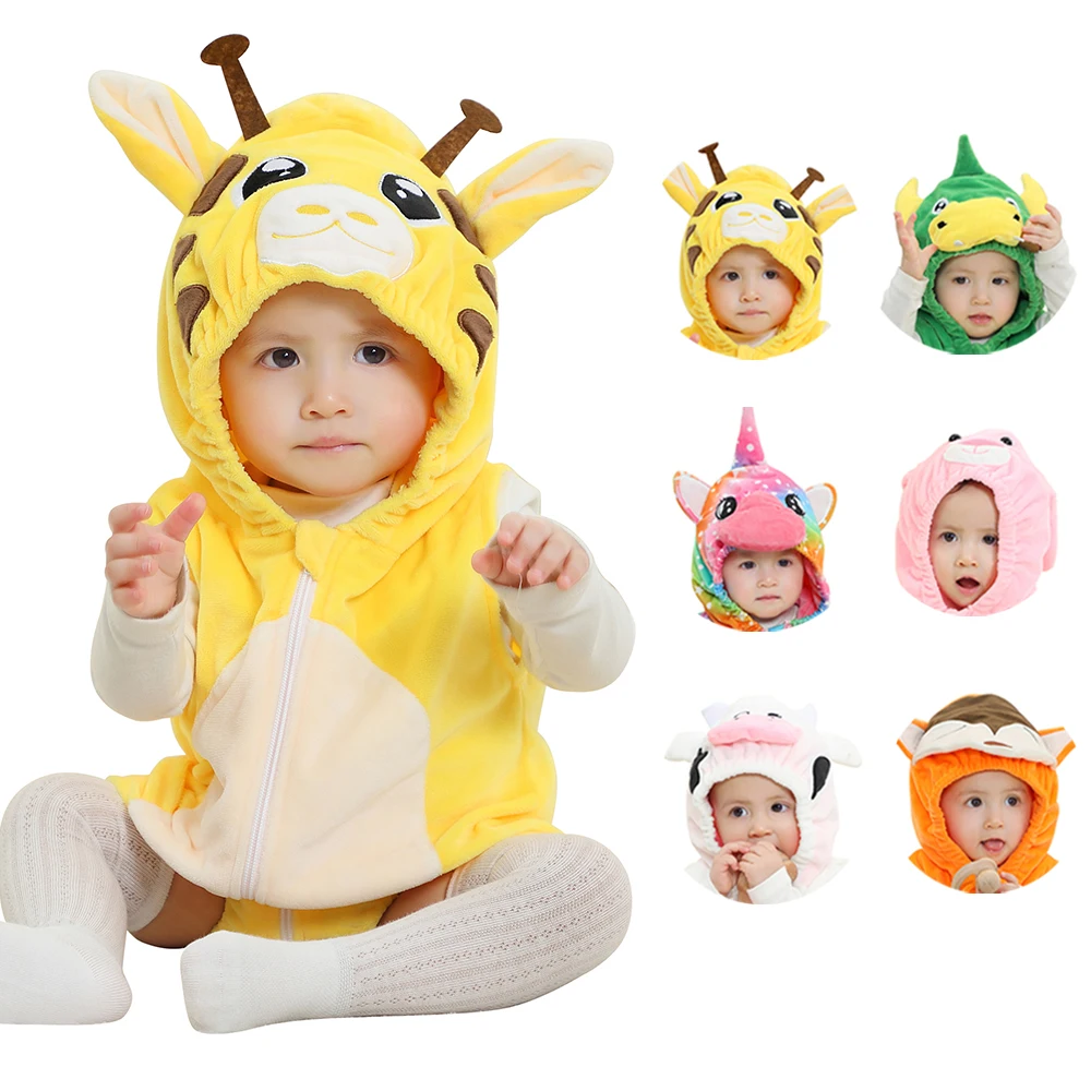 Baby Boy Romper 0 to 3 6 9 12 18 24 Months One Piece Hooded Baby Fall Outfit Newborn Girl Clothes Funny Yellow Jumpsuit Pajamas