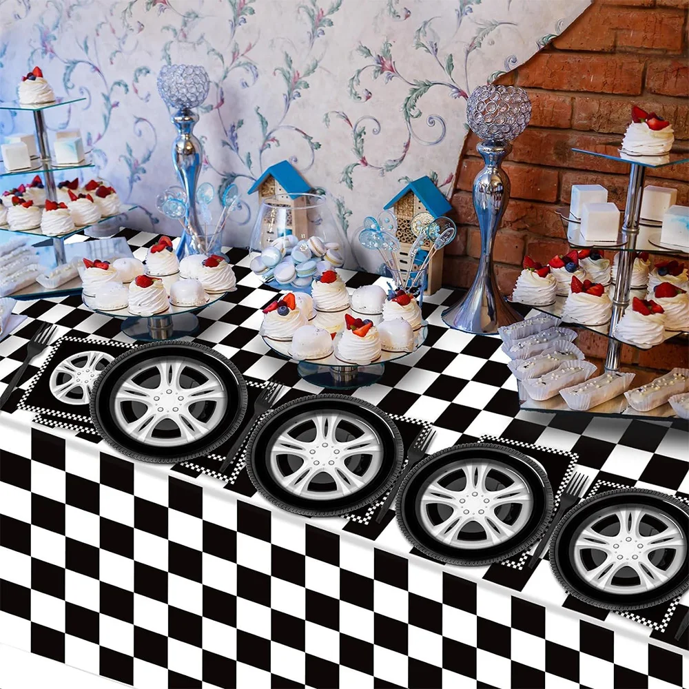 Race Car Party Wheel Tire Paper Plates Napkins Cups Racing Car Race Track Party Supplies Baby Shower Kids Birthday Party Decors