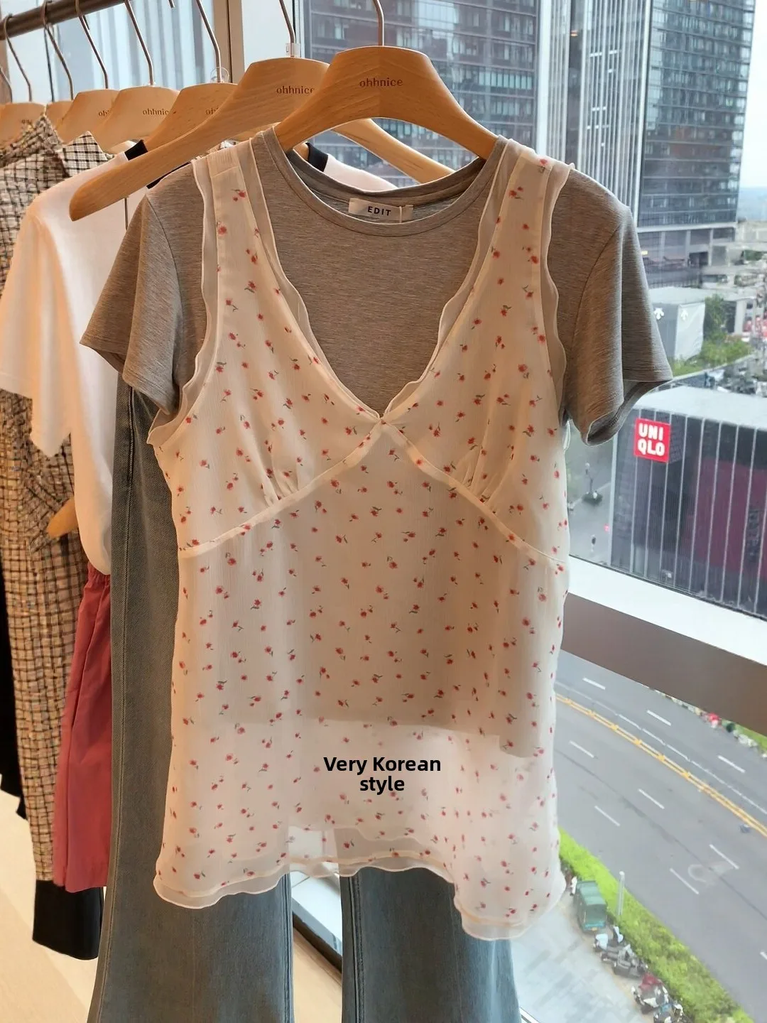 

Gray Polka Dot Mesh See through Tank Top And Short Sleeve T Shirt Women Summer Korean Style Two Piece Set Design Sensation