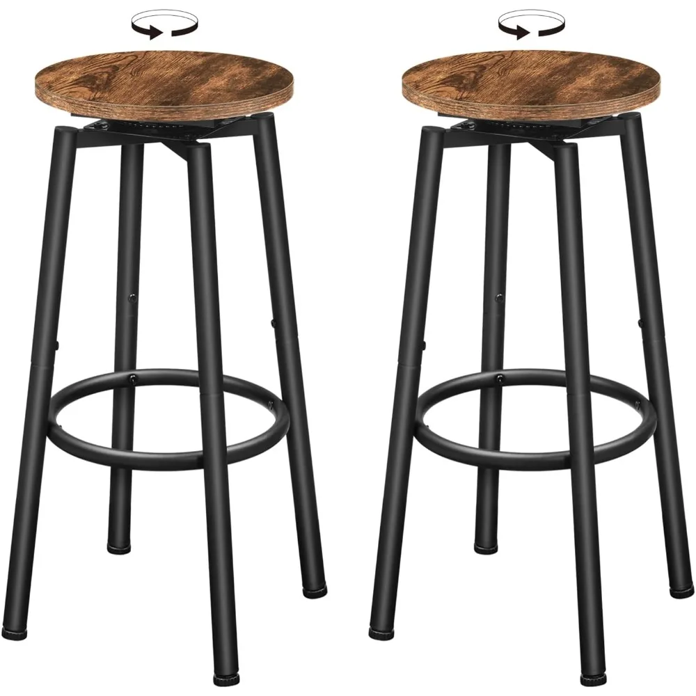 

HOOBRO Bar Stools, Swivel Bar Stools Set of 2, 24.9 Round Bar Chairs, Backless Modern Breakfast Chairs, with Adjustable Feet, fo