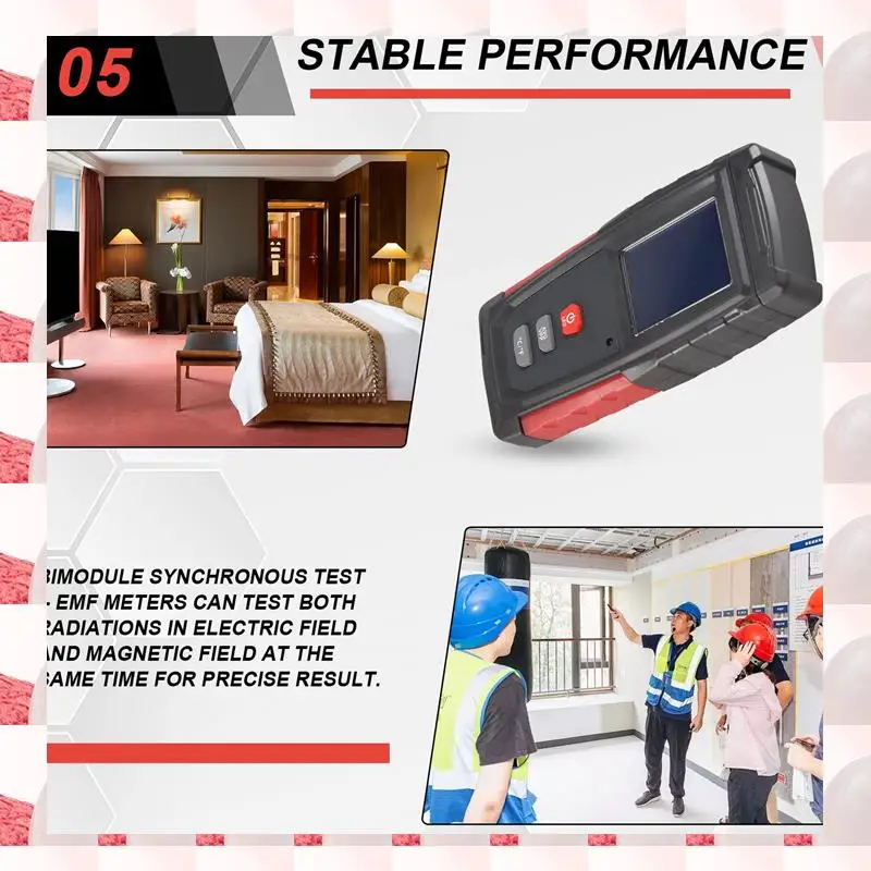 ABGN EMF Meter USB Rechargeable, Radiation Detector For Electromagnetic Field And Temperature Precise For Home Appliances