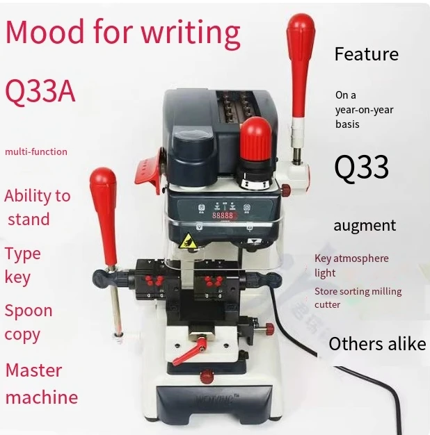 Q33A Key Duplicating Machine Key Multifunctional Vertical Key Copy Cutting Machine Adjustable Speed with Ambience Light 120W