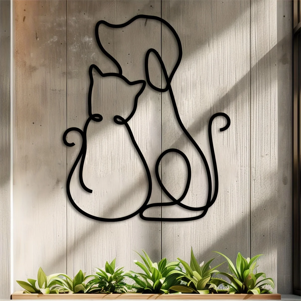 Minimalist Abstract Metal Pet Wall Art,  Metal Modern Line Drawing Dog and Cat Sculpture, Decorative Iron Mural 1pc