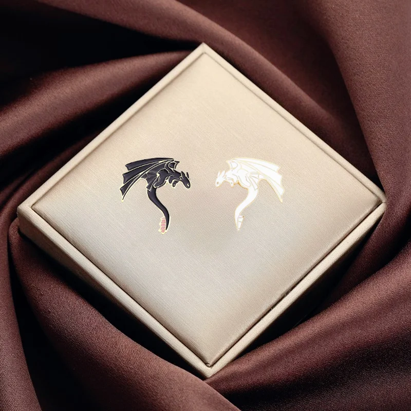 Cartoon Black and White Pterosaur Brooch Creative Couple Party Love Metal Enamel Brooches Badge Clothing Bag Accessories Brooch image 4