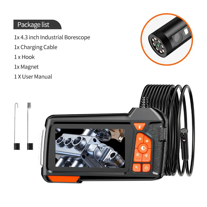 5,5 mm endoscoopcamera met licht 4,3 inch 1080P HD industriële endoscoop - flexibele slangboringcamera voor loodgieterij en automobielindustrie