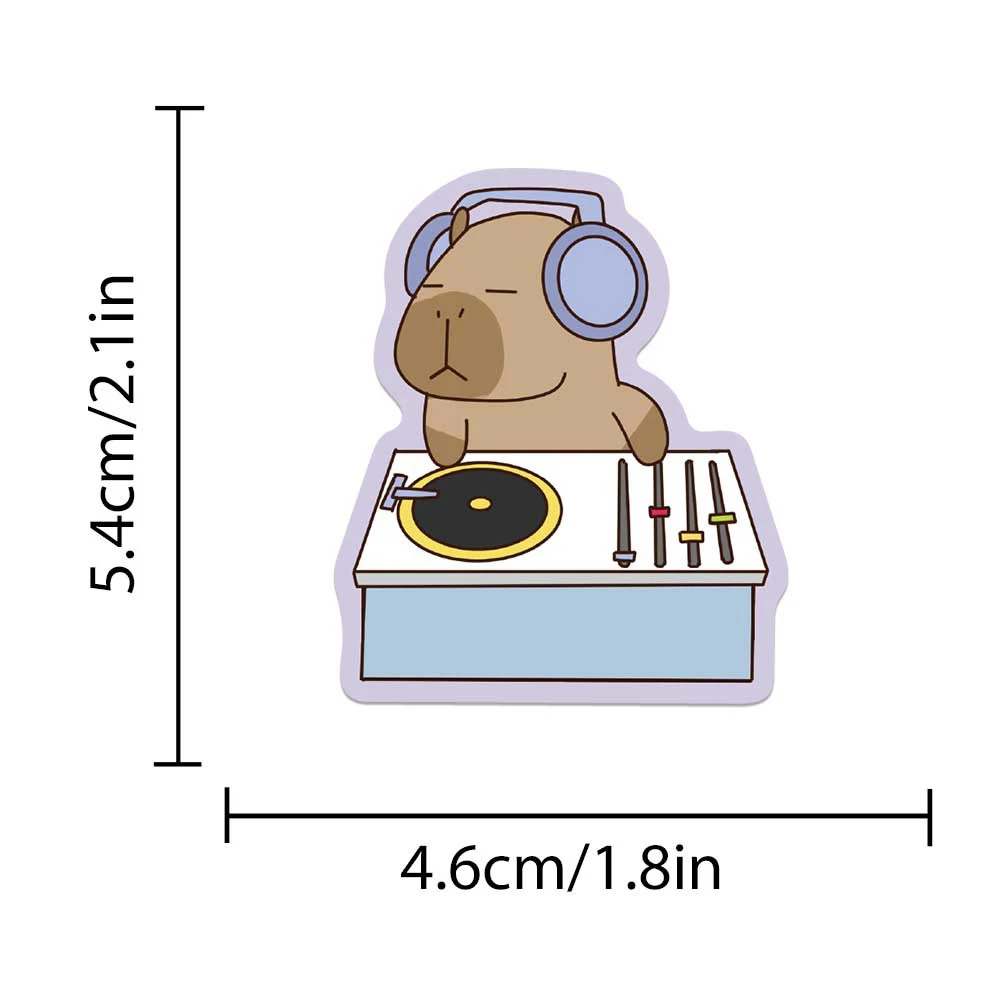 สติกเกอร์ลายการ์ตูนคาปิบาร่าน่ารัก 10/30/50 ชิ้น สติกเกอร์สัตว์น่ารักสำหรับตกแต่งสมุดภาพ โทรศัพท์ กีตาร์ จักรยาน สติกเกอร์กราฟฟิตีหลากสี