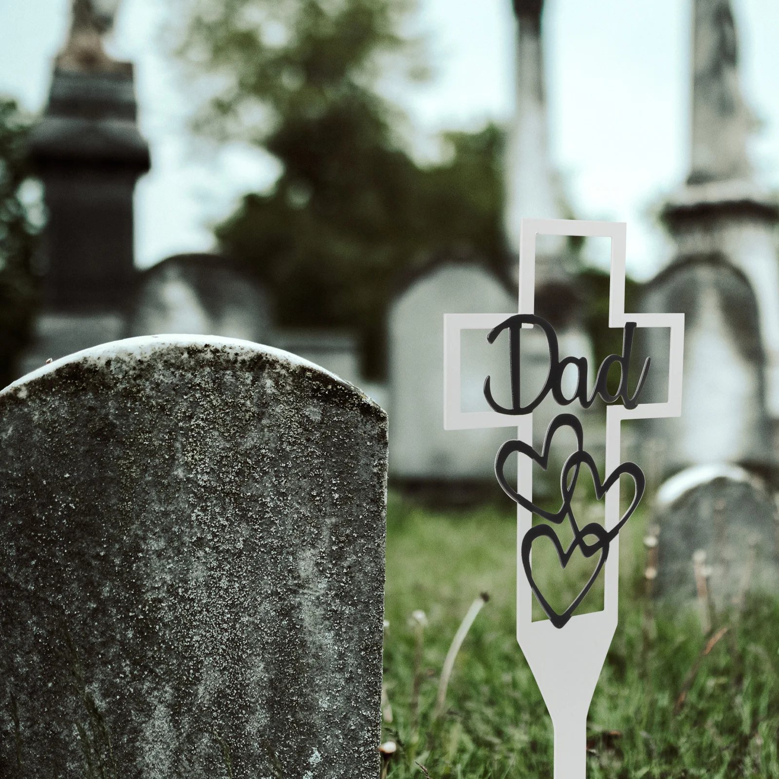 

Iron Cemetery Decorations Grave Stake Durable Memorial Plaque Father Outdoor Garden Lawn Decoration Suitable Graves Cemeteries