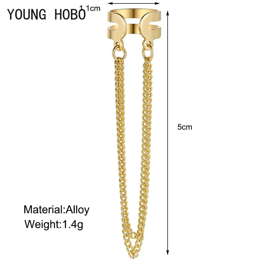 YOUNG HOBO New Long Tassel Ear Cuff Multilayer No Piercing Hook Clip Earrings for Women Girl Simple Temperament Jewelry Gift