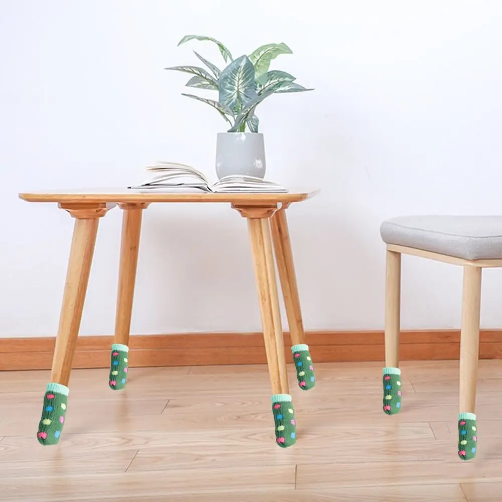 4 Buah Kaus Kaki Furnitur Elastis Baru Anti Selip Penutup Kaki Kursi Tebal Kaus Kaki Rajutan Tahan Aus Anti Gores Rumah