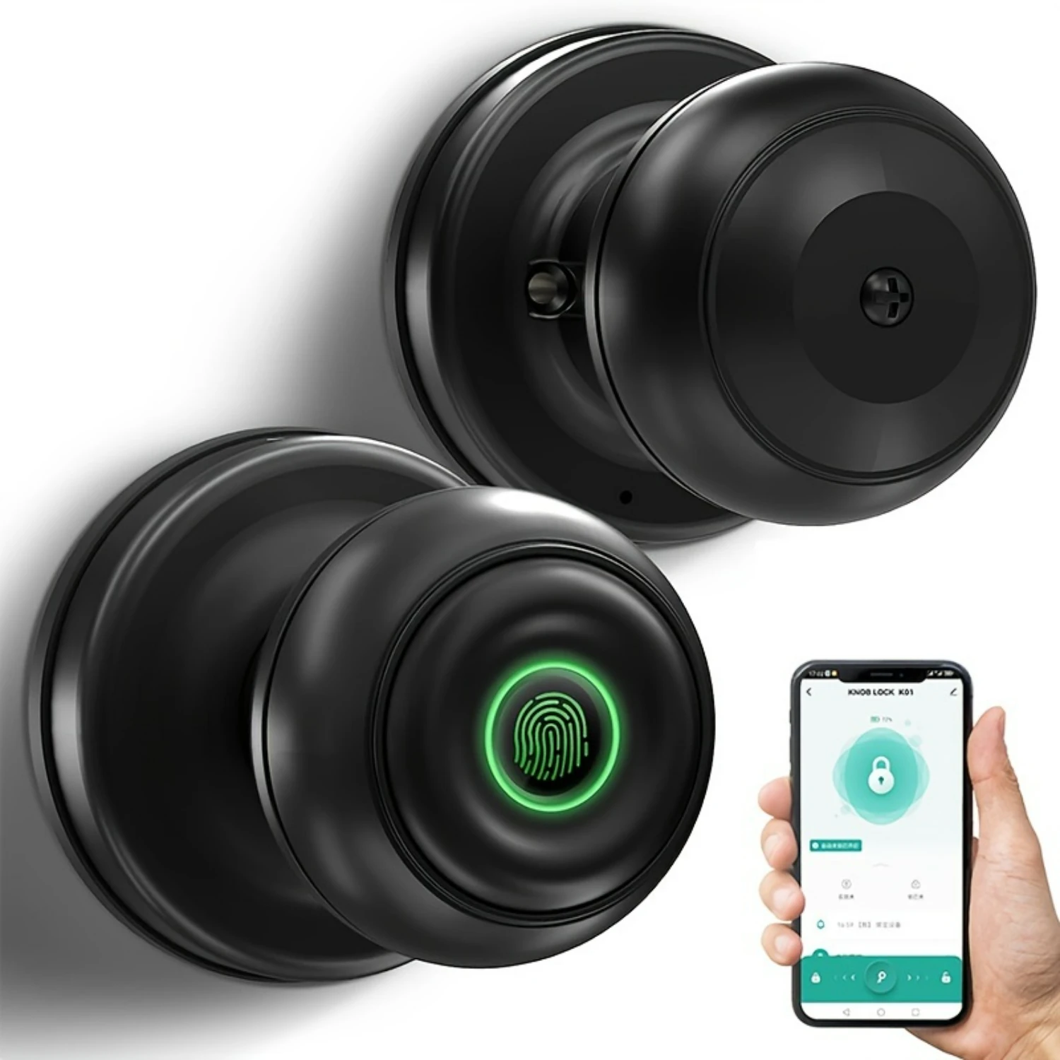 Enhanced Security and Convenience Smart App-Controlled Door Knob - CS01Y, Battery Not Included