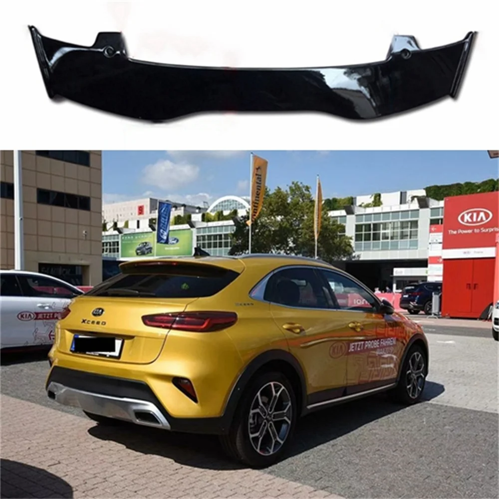 Use For KIA XCeed 2019 Spoiler ABS Plastic Carbon Fiber Look Hatchback Roof Rear Wing Body Kit Accessories