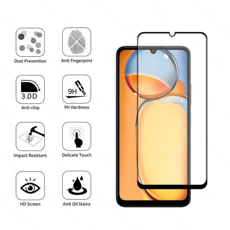 6 In 1 For Xiaomi Redmi 13C Glass Tempered Glass Redmi 13C Glass Full Cover Screen Protector Camera Film Xiaomi Redmi 13C Glass