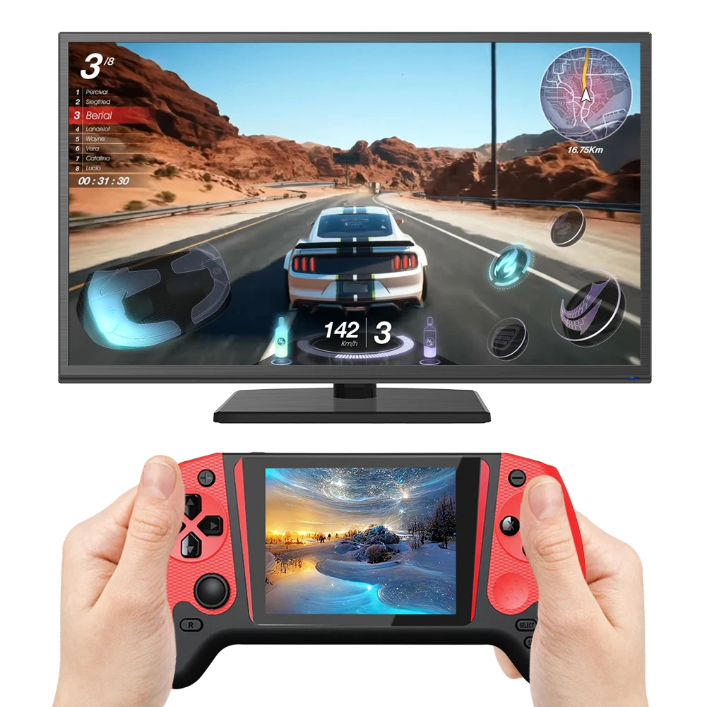 Gaming Console 3.5inch LCD Screen Built-in 500 Games Nostalgic Game Console Video Game Console for Kids Adults for Single Player