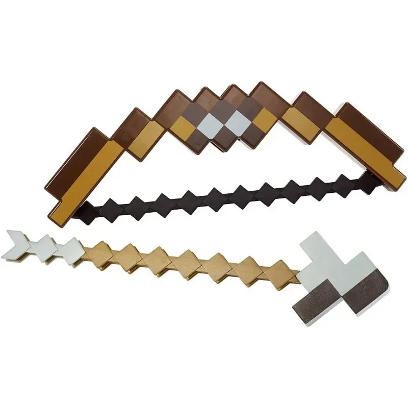 MineCrafton القوس السهم لعبة لعبة النار الاطفال تأثيري حفلة بكسل الرماية مضحك البلاستيك سلاح الأطفال بنين ألعاب بنات الهدايا
