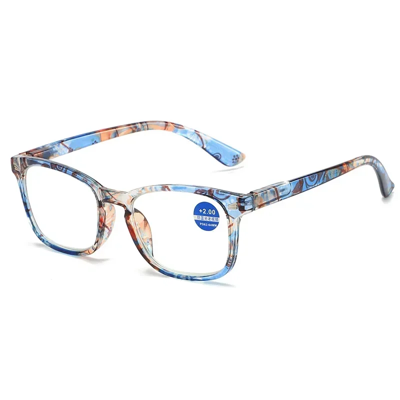 Gafas de lectura antiluz azul con estampado Floral, montura de PC, gafas para presbicia, gafas de ojo de gato a la moda, gafas de visión de lejos + 1,0 ~ + 4,0