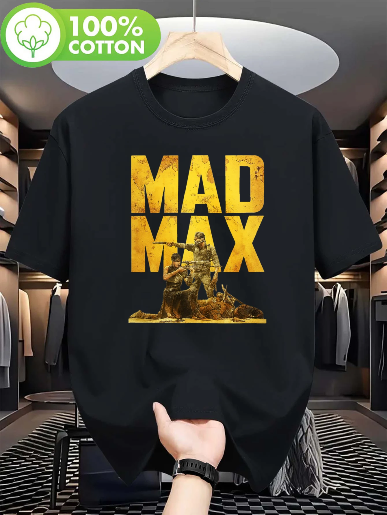 Men'S Fury Road Mad Max Movie 2024 Official Merchandise T-Shirt - Vintage Iconic Film Tee Suitable for Men, Crew Neck Short Sleeve Casual Wear, Post-Apocalyptic Action Fan Apparel (Iconic Movie)