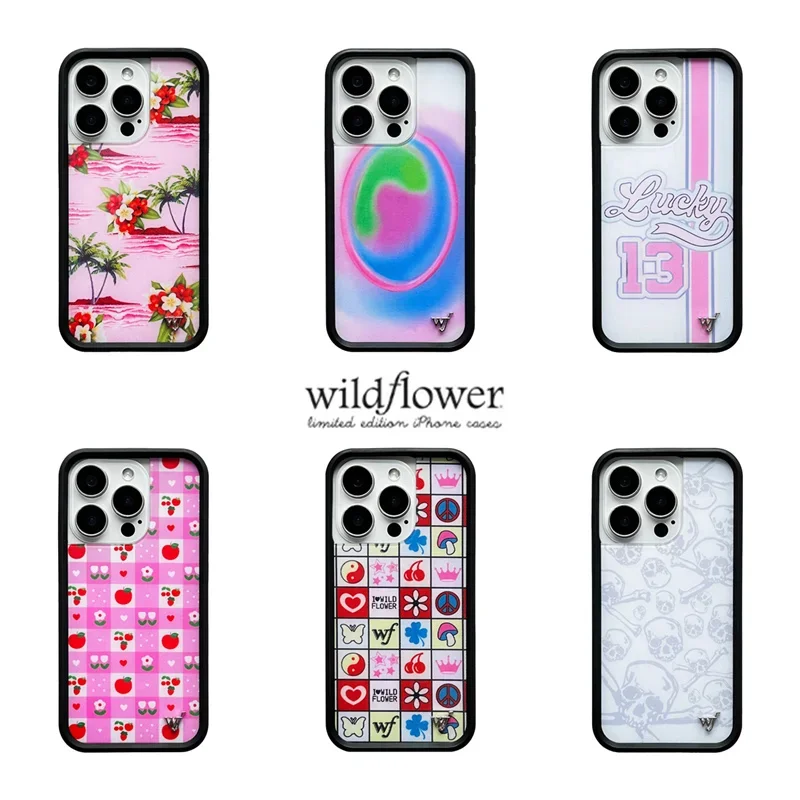 

﻿Wildflower Aura wf Phone Case for iPhone 12 13 14 15 16Pro Max Plus 17 Pro Hawaiian Coconut Lucky Girl l love wildflower Cover﻿