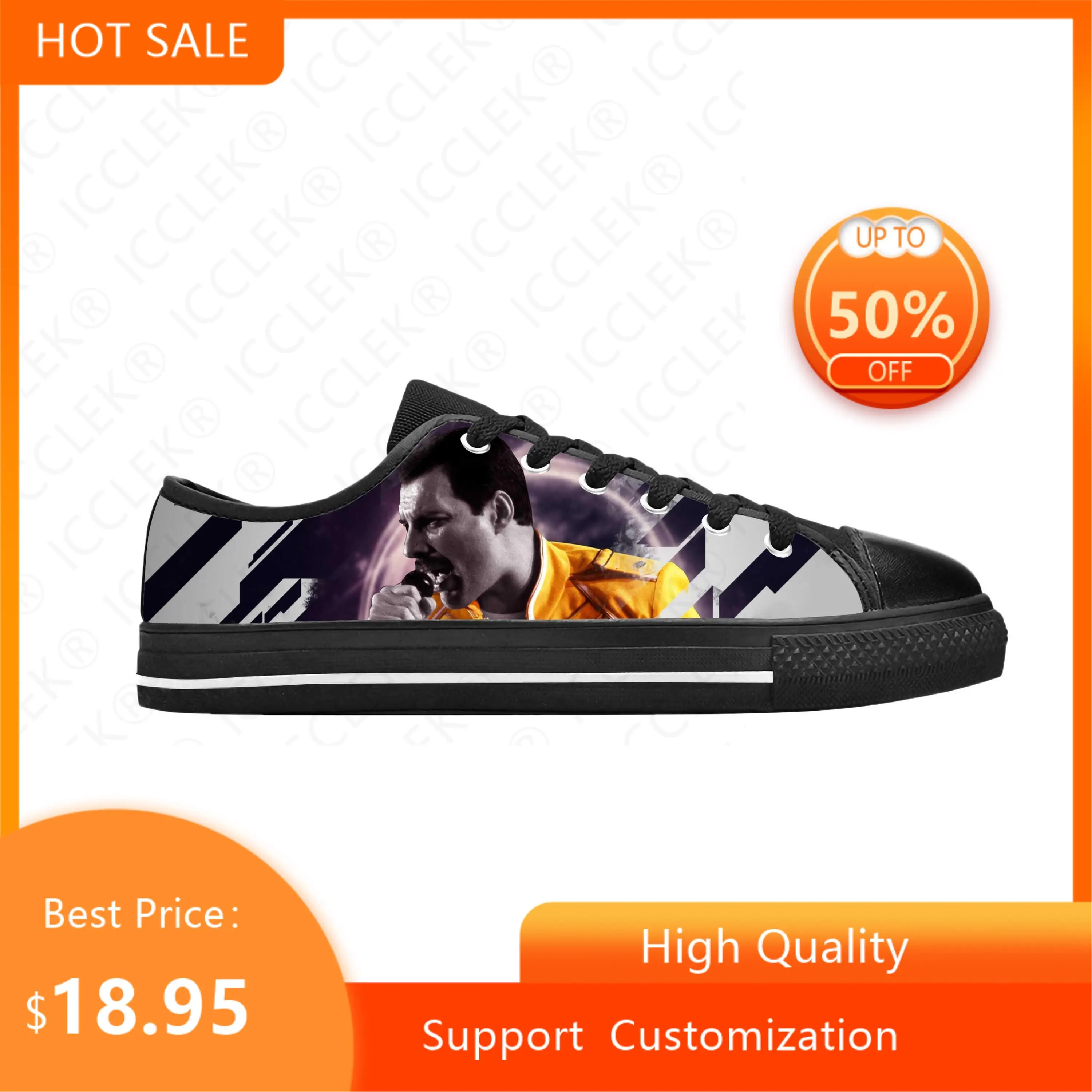 Freddie Mercury Rock Band Music Singer Funny Queen Casual Cloth Shoes Low Top Latest Comfortable Breathable Mens Womens Sneakers