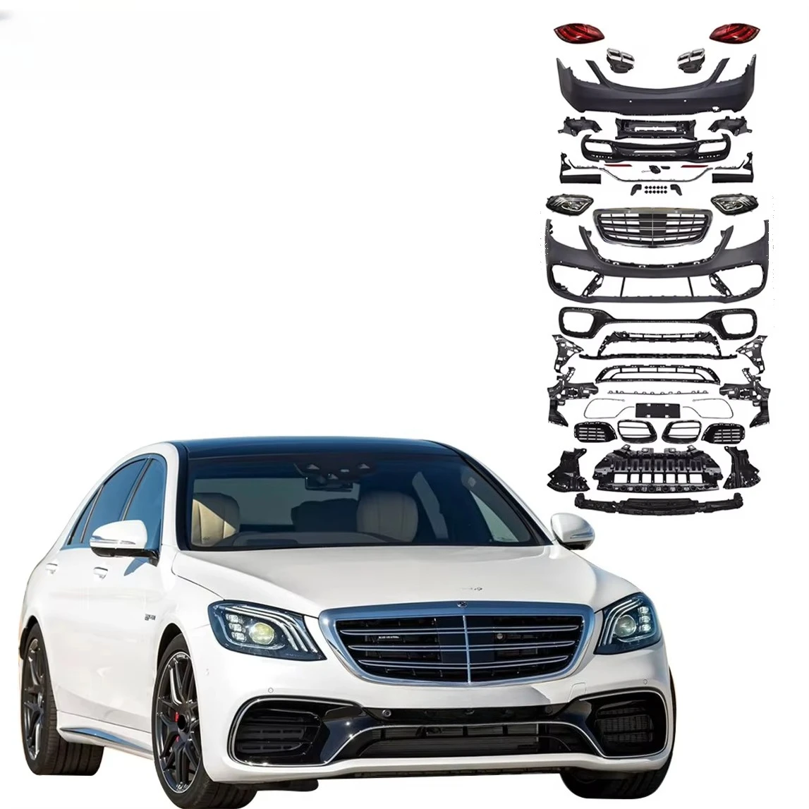 Body Kit for Mercedes-Benz S Class W222 S320 S350 S400 S420 S430 S450 S500 2014 2015 2016 2017 2018 2019 to Sport AMG S63 Style